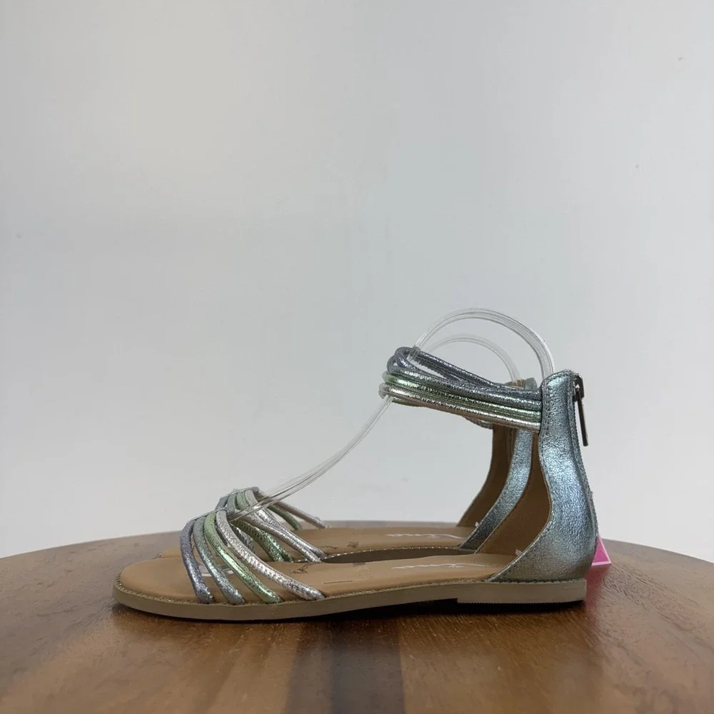 Big Kids Girls Nina Brianna Blue Metallic Strappy Sandals Size 3 Y GUC‎